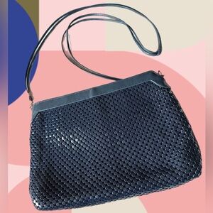 Whiting and Davis Vintage Navy Blue Metal Mesh Bag